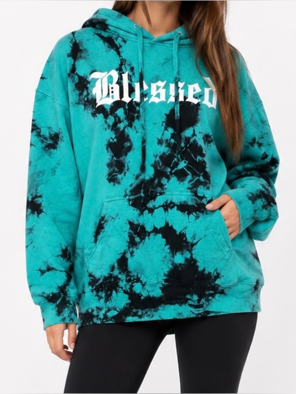 Fashion Nova Blessed Tie-Dye Graphic Hoodie | Size Medium